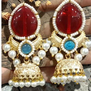 Kundan Royale Pearl Statement Jhumkas