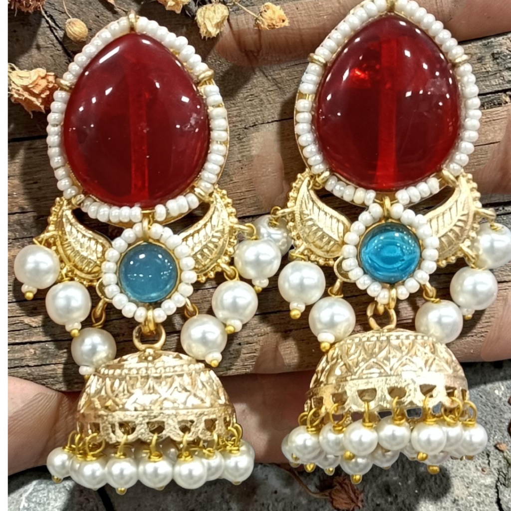 Kundan Royale Pearl Statement Jhumkas