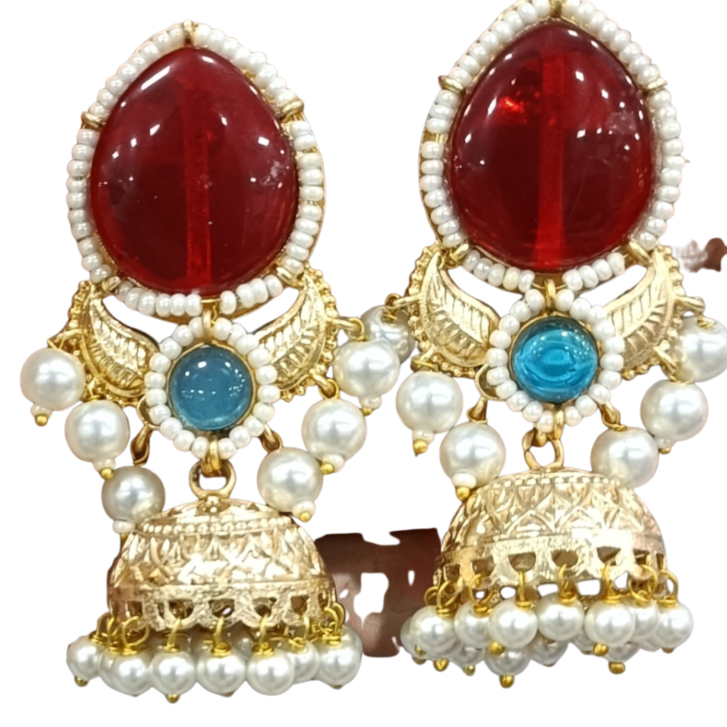Kundan Royale Pearl Statement Jhumkas - Image 2