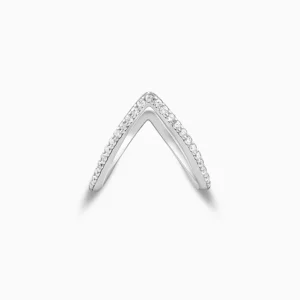 Silver V-Shaped Crystal Ring