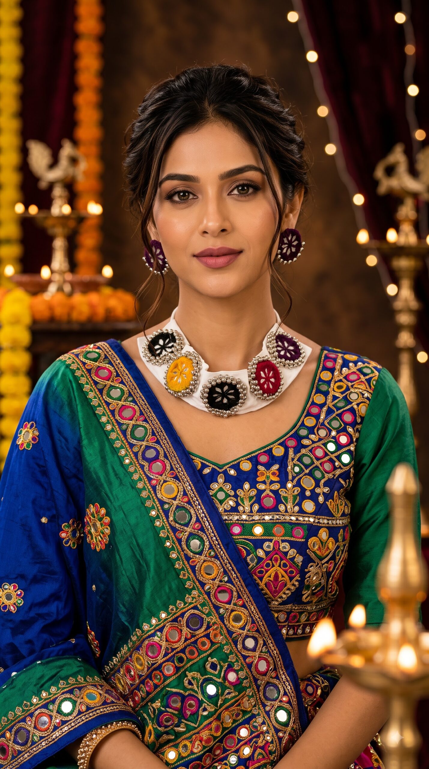 Elegant Necklace for Women | Multicolour Designer Beaded Ethnic Necklace for Navratri Jewellery - Image 3