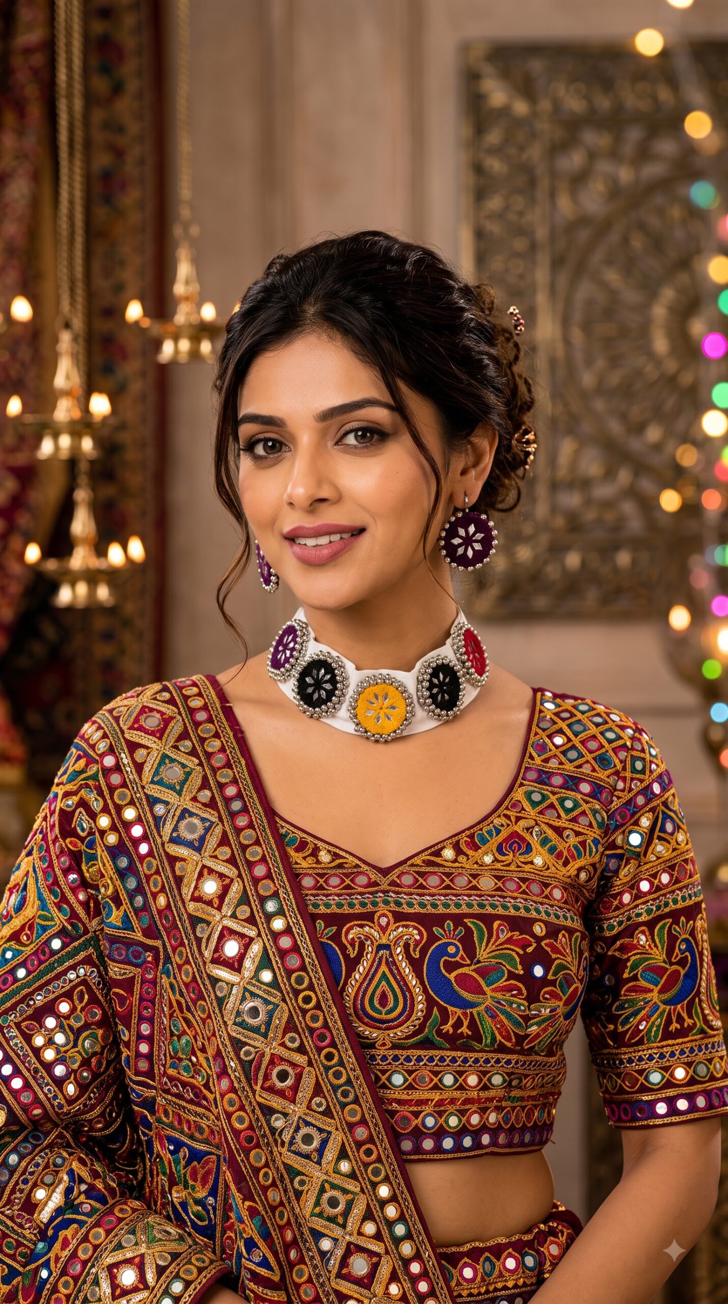 Elegant Necklace for Women | Multicolour Designer Beaded Ethnic Necklace for Navratri Jewellery - Image 2